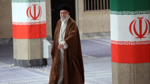 TEHRAN, IRAN - MAY 10: Iran's Supreme Leader Ali Khamenei arrives to vote for the second round of Parliament and Assembly of Expert Elections in Tehran, Iran on May 10, 2024. (Photo by Fatemeh Bahrami/Anadolu via Getty Images)