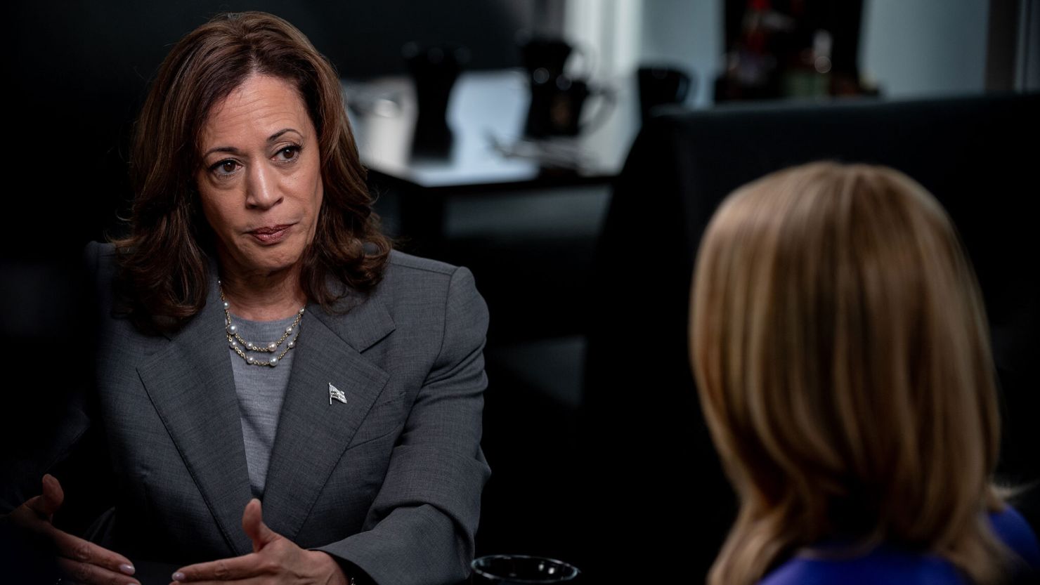 Minnesota Gov. Tim Walz and US Vice President Kamala Harris sit for an interview with CNN’s Dana Bash on Thursday, August 29, 2024, in Savannah, Georgia.