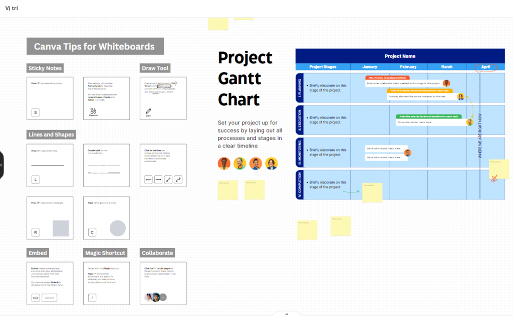 Canva hỗ trợ vẽ Gantt chart theo template có sẵn