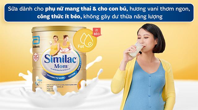 Công thức ít béo với hương vani thơm ngon của sữa bầu Similac Mom 900g