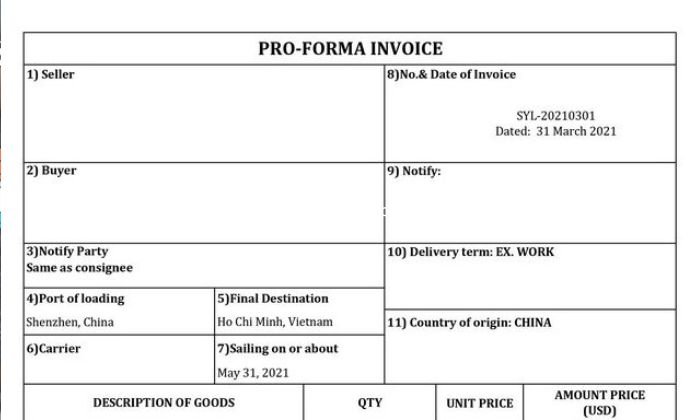 proforma invoice là gì