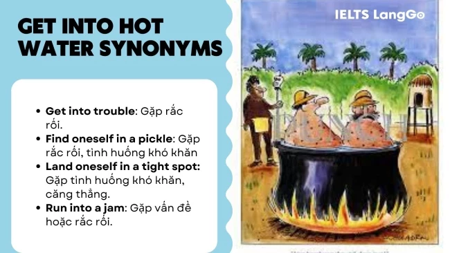 Từ đồng nghĩa với Get into hot water/ Be in hot water idiom