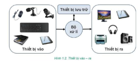 1. Mỗi thiết bị vào – ra trong Hình 1.2 làm việc với dạng thông tin nào? Thiết bị nào có cả hai chức năng vào và ra (ảnh 1)