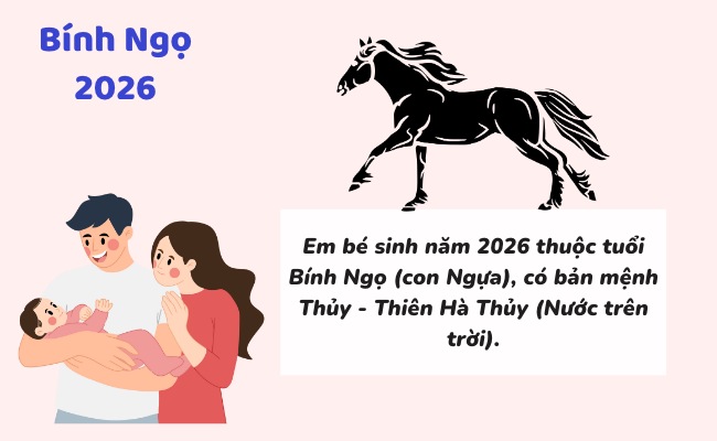 Em bé sinh năm 2026 là năm con gì và mệnh gì